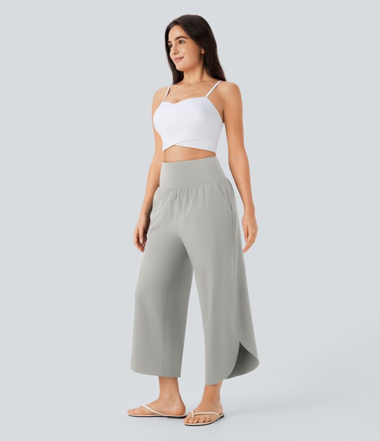 Breezeful™ High Waisted Tummy Control Split Hem Quick Dry Resort Pants with Pockets