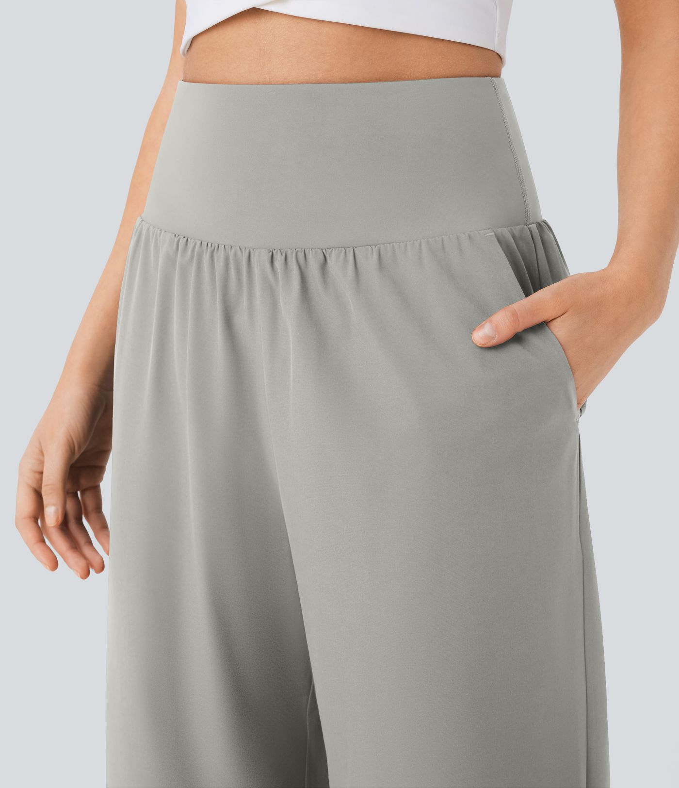 Breezeful™ High Waisted Tummy Control Split Hem Quick Dry Resort Pants with Pockets