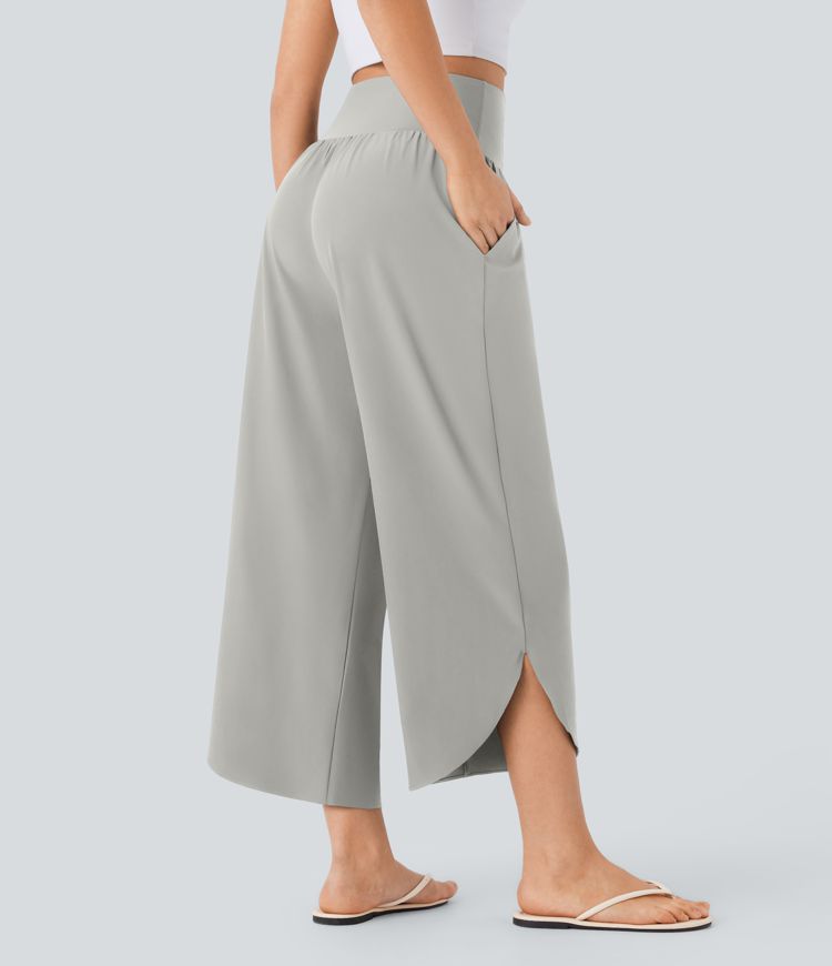 Breezeful™ High Waisted Tummy Control Split Hem Quick Dry Resort Pants with Pockets