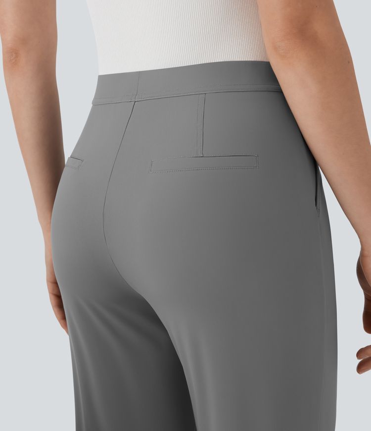 High Waisted Tapered Cool Touch Work Pants with Pockets