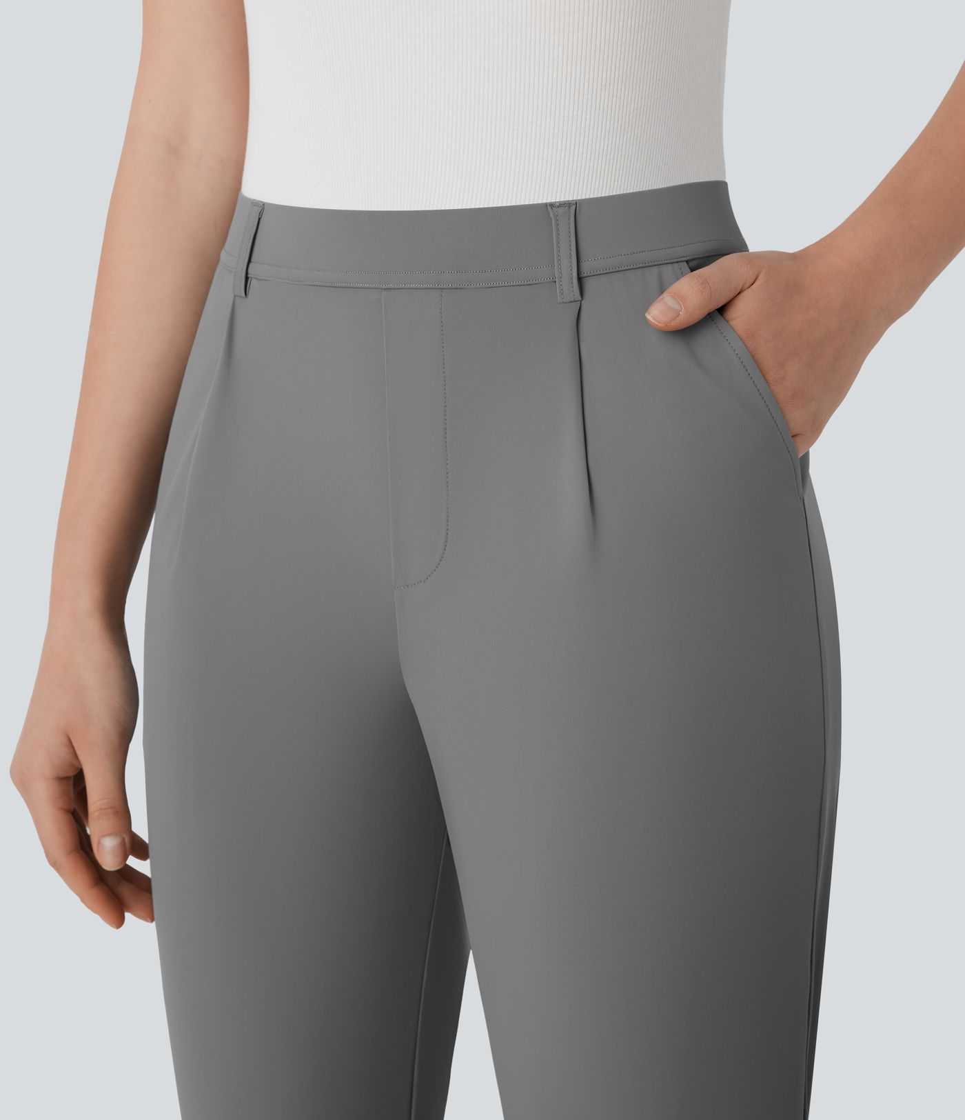 High Waisted Tapered Cool Touch Work Pants with Pockets