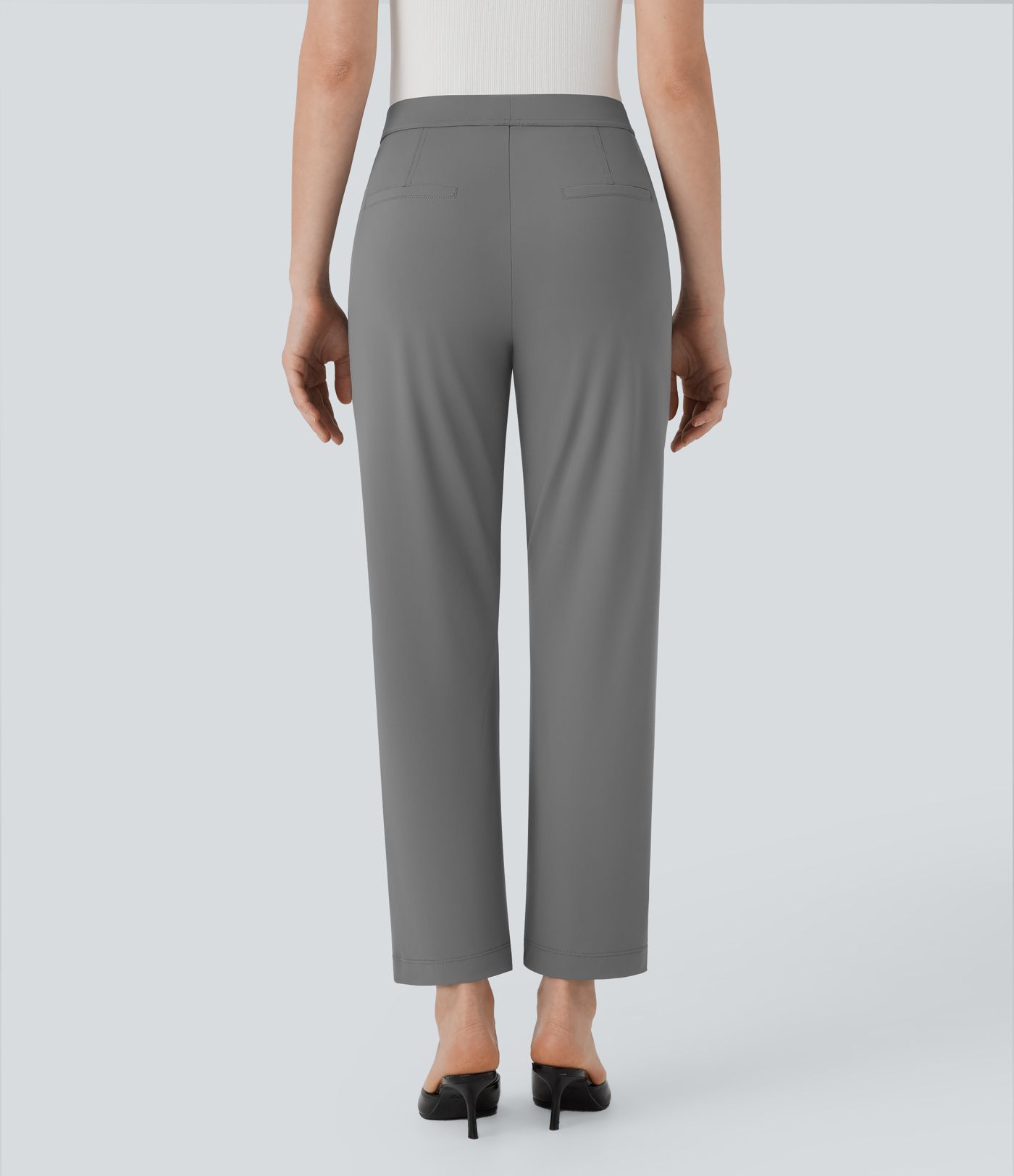High Waisted Tapered Cool Touch Work Pants with Pockets
