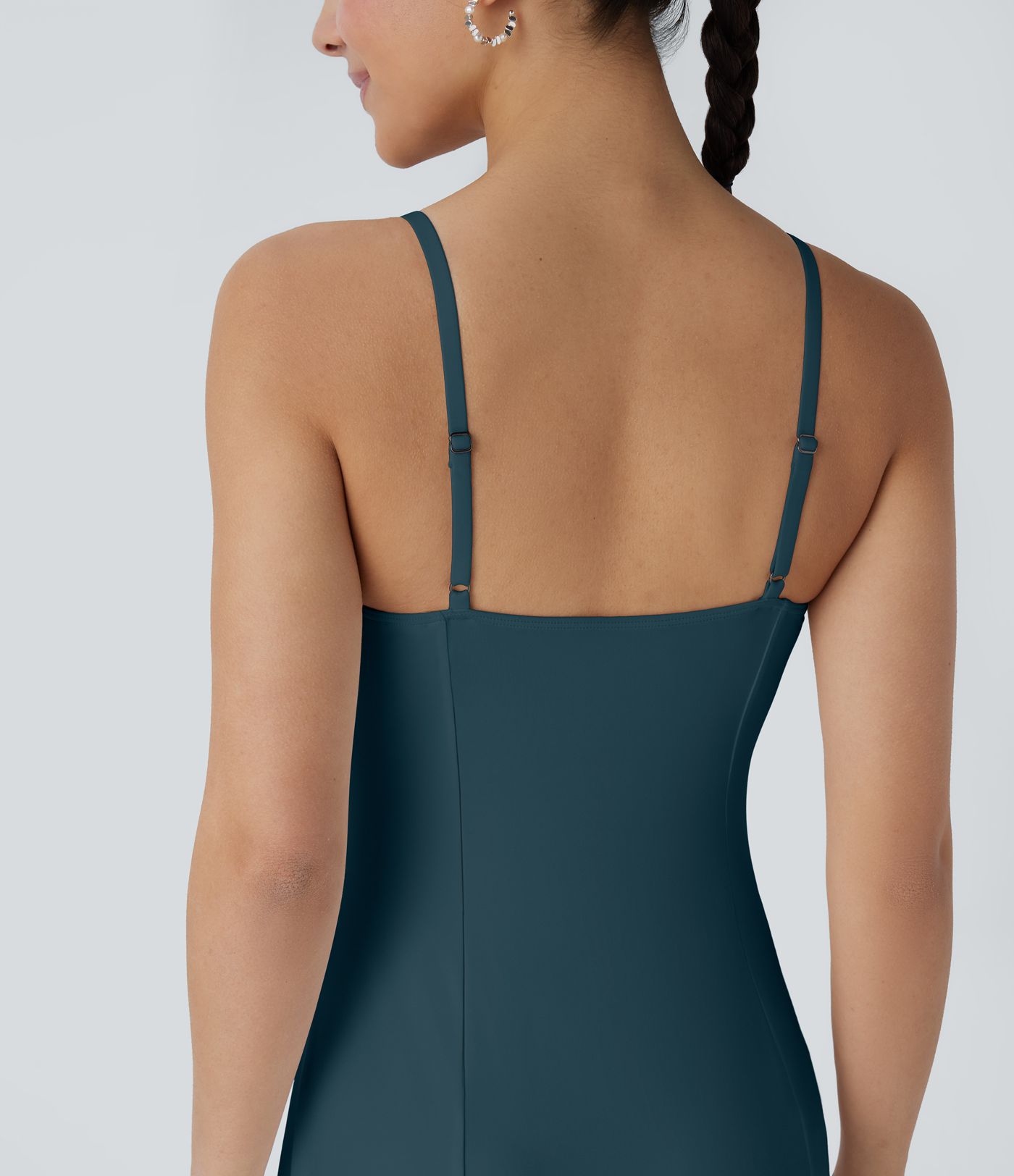 Robe longue fluide à bretelles ajustables avec maille contrastée pour demoiselle d'honneur et invitée de mariage