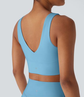 V Neck Twisted Cut Out Backless Cool Touch Quick Dry Resort Sports Bra