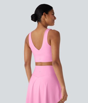 V Neck Twisted Cut Out Backless Cool Touch Quick Dry Resort Sports Bra