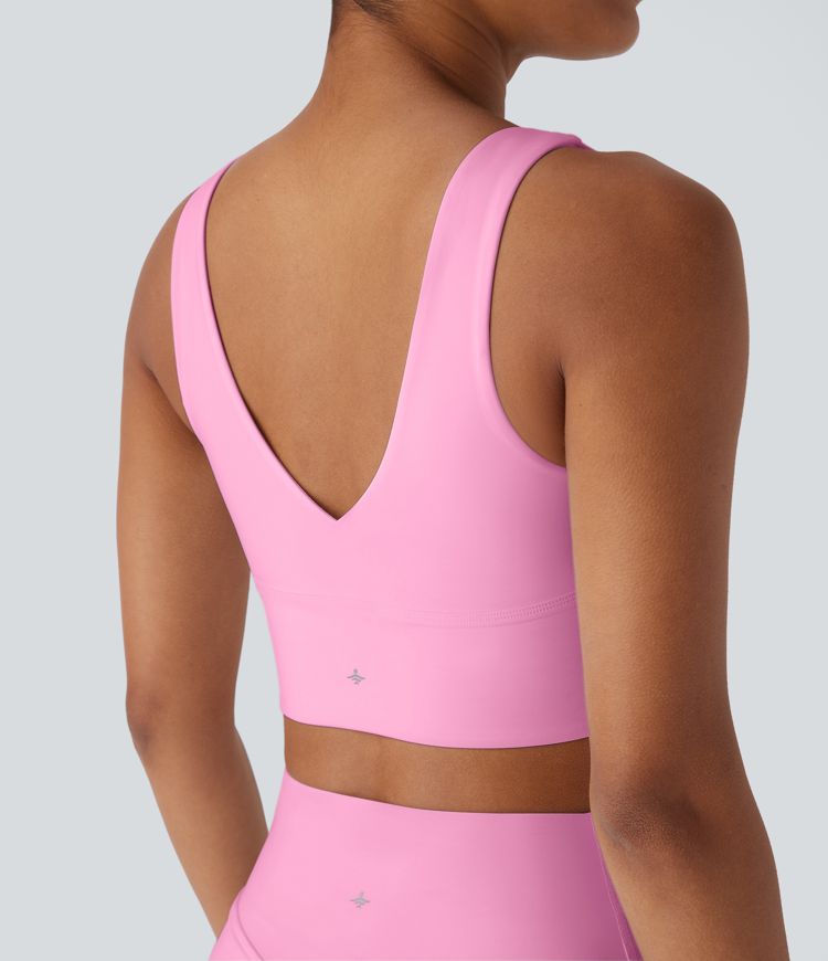 V Neck Twisted Cut Out Backless Cool Touch Quick Dry Resort Sports Bra