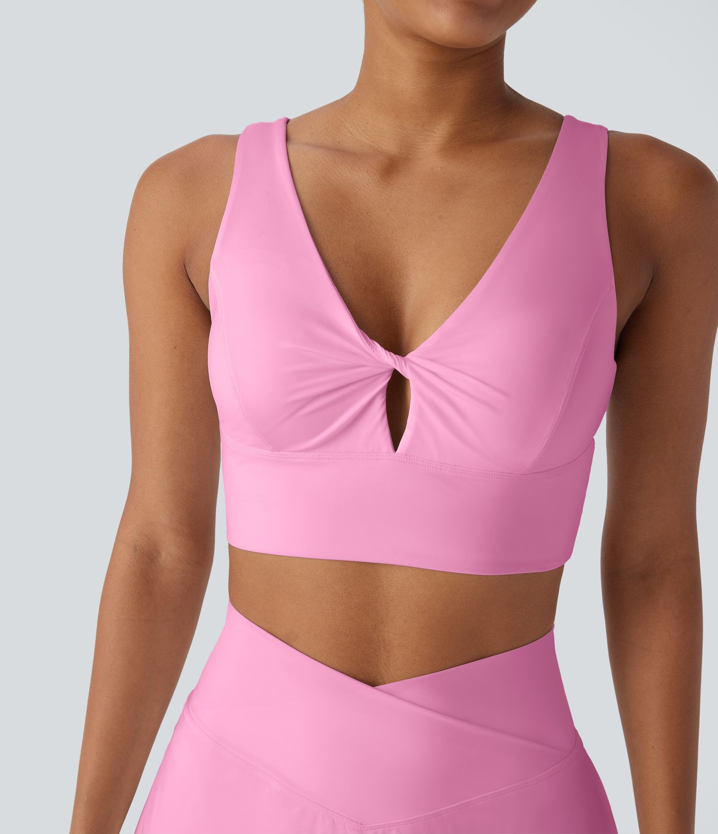 V Neck Twisted Cut Out Backless Cool Touch Quick Dry Resort Sports Bra
