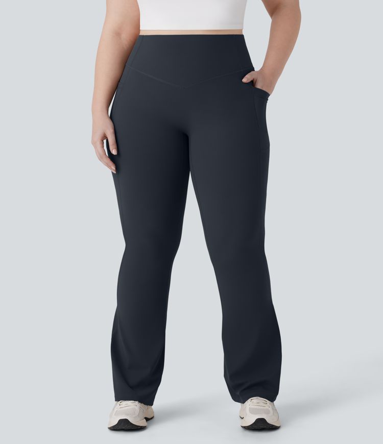 Halara UltraSculpt™ SoCinched High Waisted Scrunch Butt Lifting Tummy Control Side Pocket Shaping Yoga Bootcut Plus Size Leggings