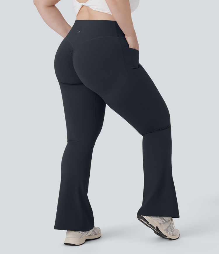 Halara UltraSculpt™ SoCinched High Waisted Scrunch Butt Lifting Tummy Control Side Pocket Shaping Yoga Bootcut Plus Size Leggings