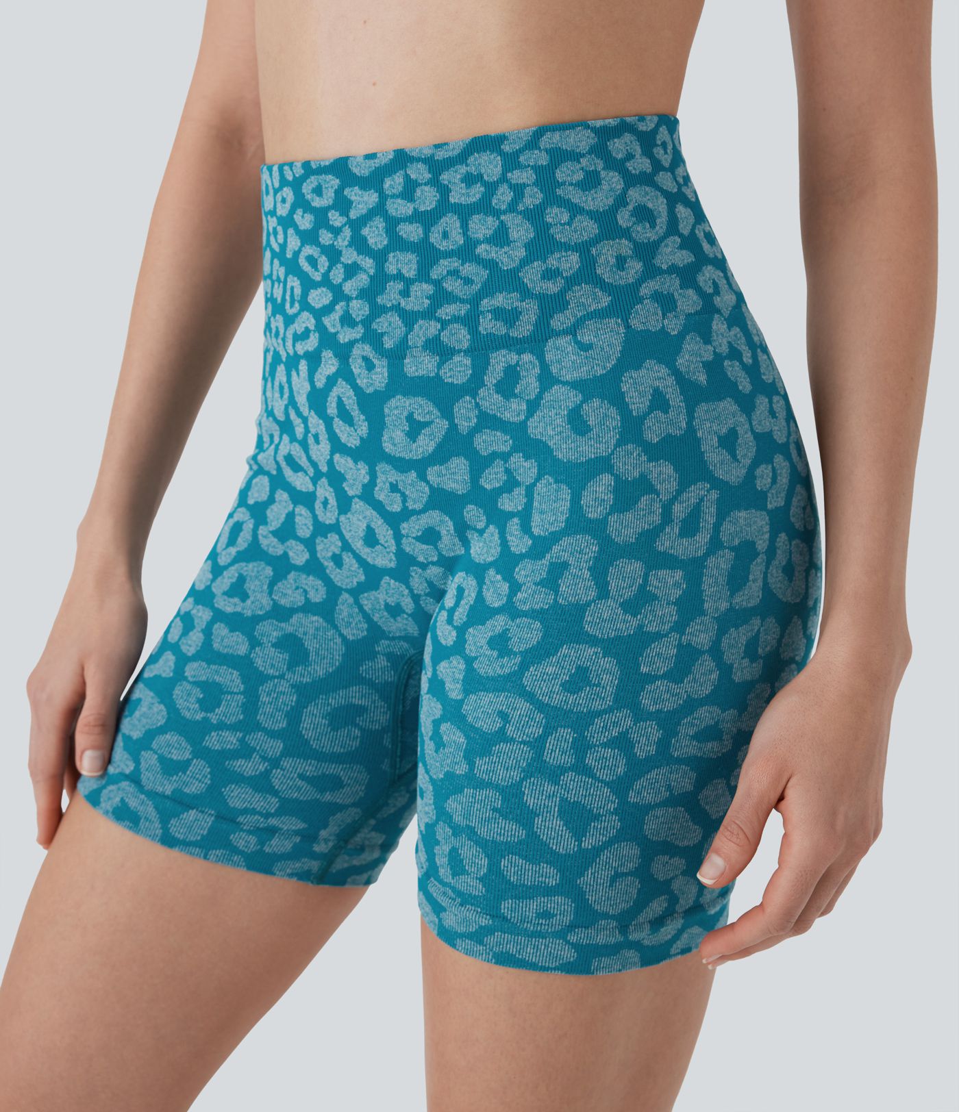 Short cycliste yoga 12,5 cm taille haute imprimé léopard sans couture OneForm Seamless Flow