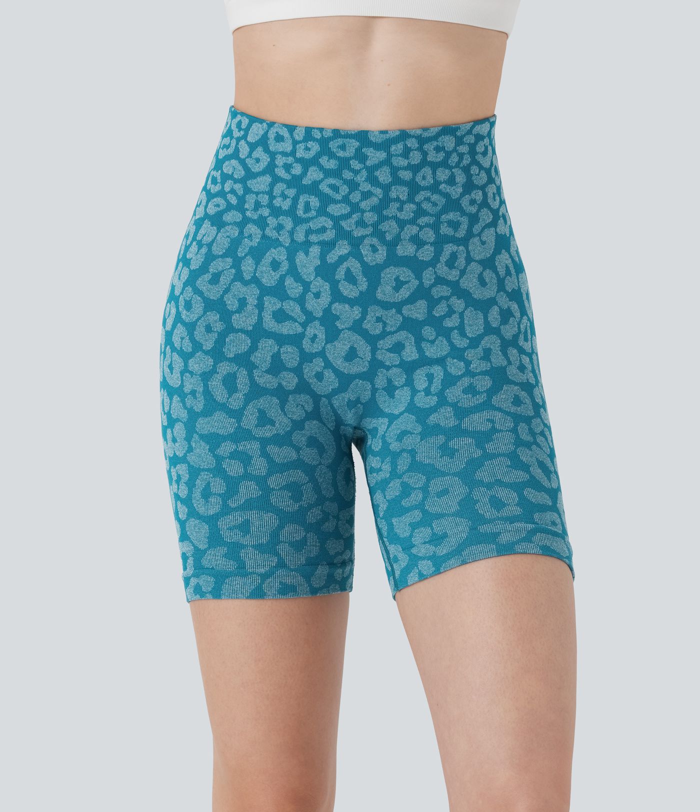 Short cycliste yoga 12,5 cm taille haute imprimé léopard sans couture OneForm Seamless Flow