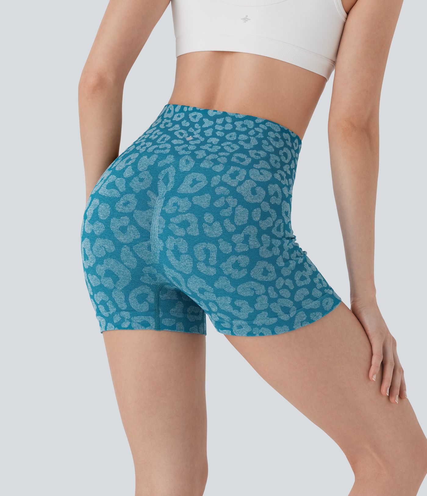 Short cycliste yoga 7,5 cm taille haute imprimé léopard sans couture OneForm Seamless Flow