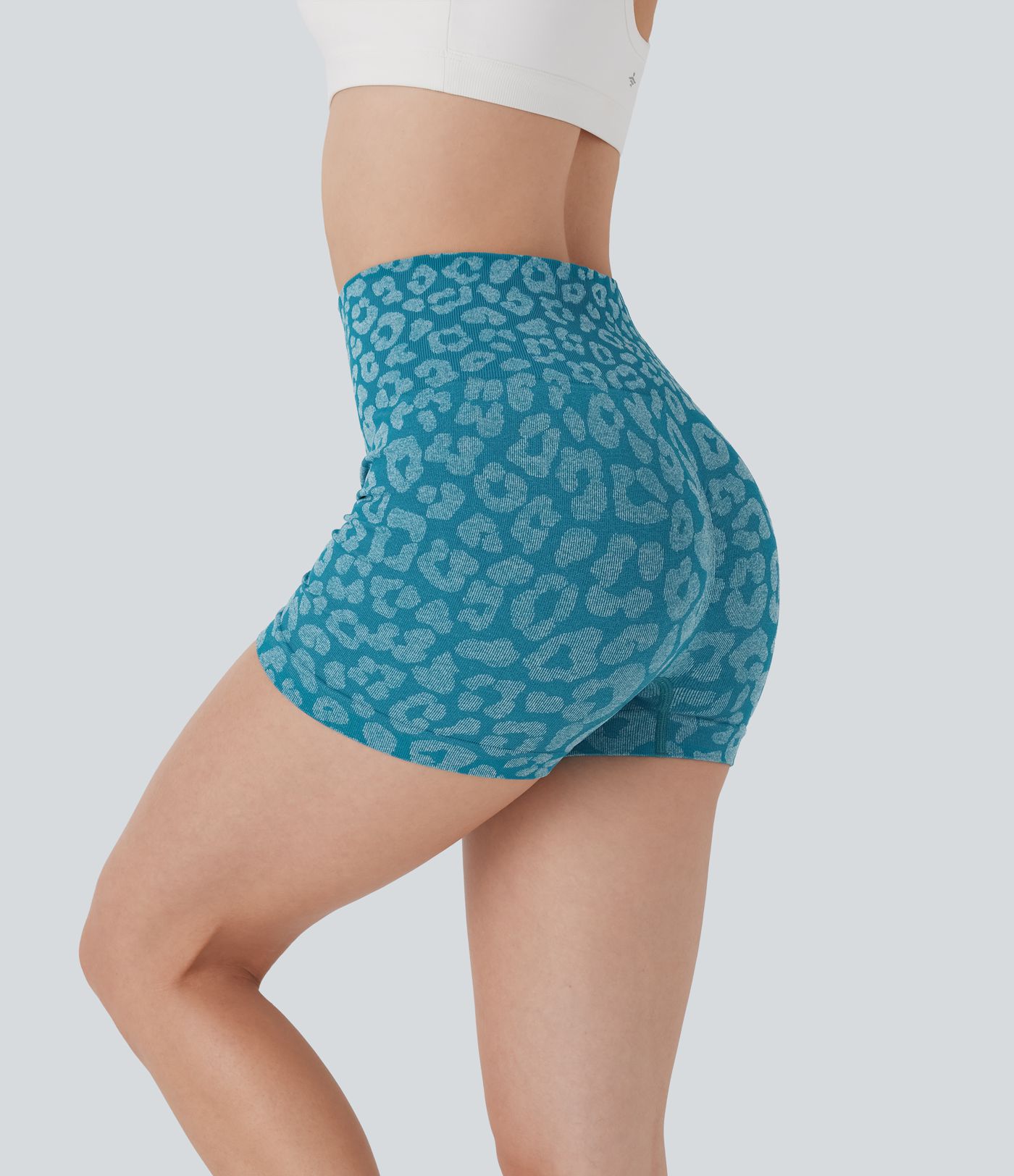 Short cycliste yoga 7,5 cm taille haute imprimé léopard sans couture OneForm Seamless Flow