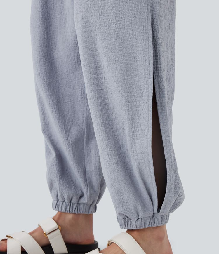 High Waisted Drawstring Casual Joggers with Pockets