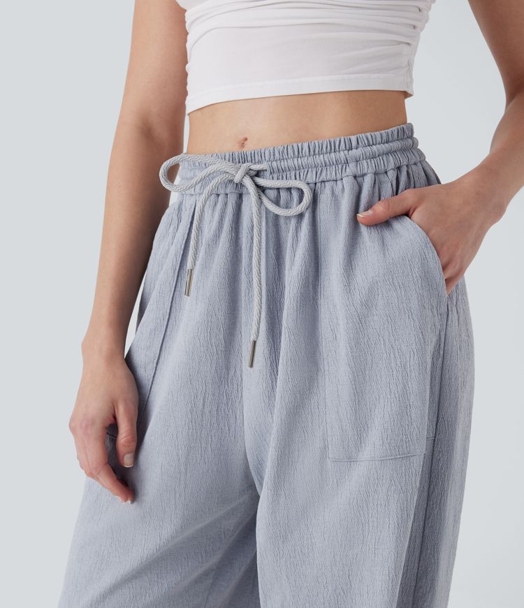 High Waisted Drawstring Casual Joggers with Pockets