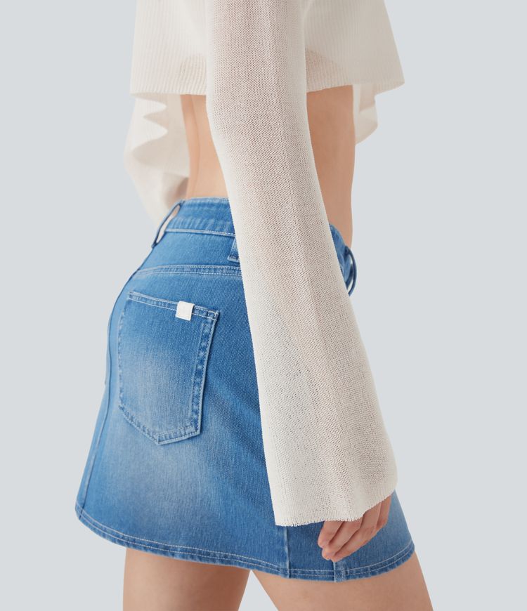 Sheer Scoop Neck Flounce Sleeve Cropped Casual Jumper