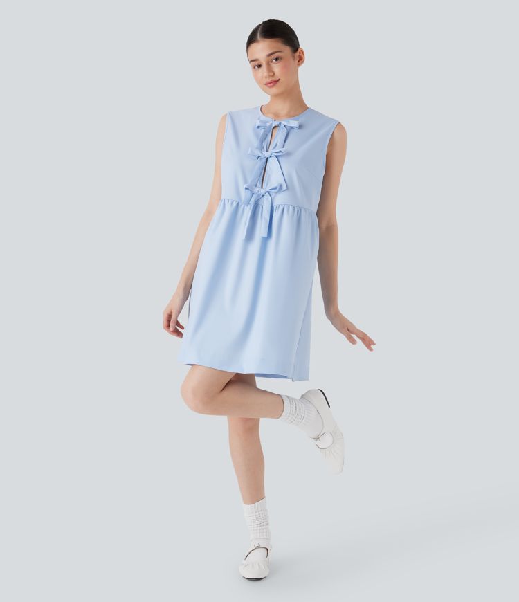 Sleeveless Tie Front Mini Casual Dress