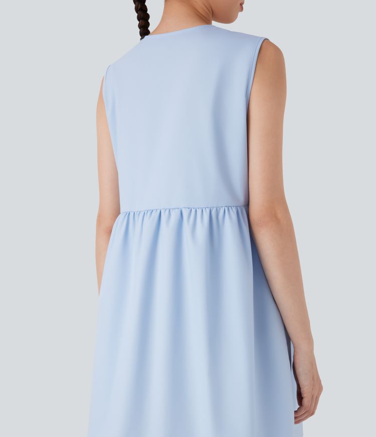 Sleeveless Tie Front Mini Casual Dress