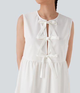 Sleeveless Tie Front Mini Casual Dress