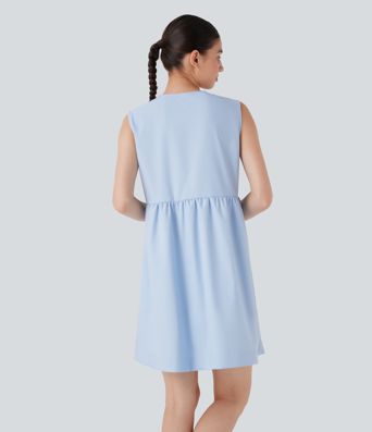 Sleeveless Tie Front Mini Casual Dress