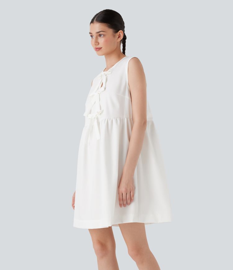 Sleeveless Tie Front Mini Casual Dress