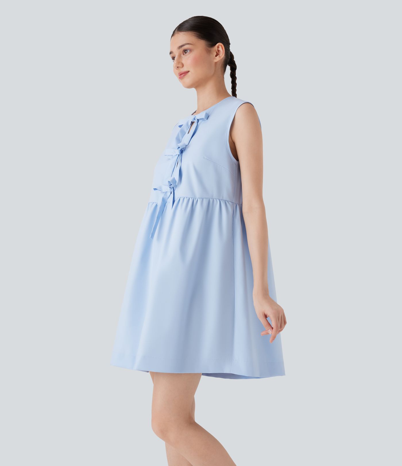 Sleeveless Tie Front Mini Casual Dress