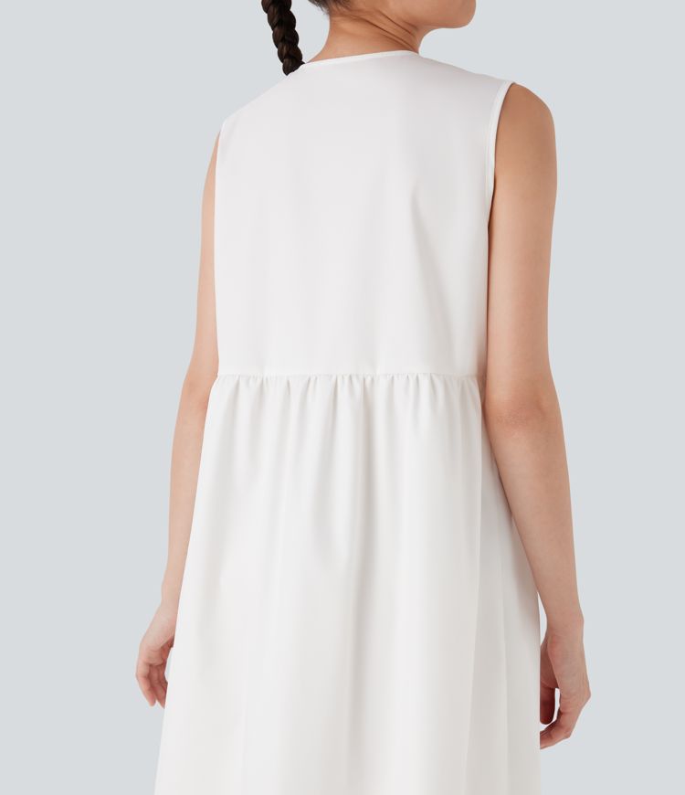 Sleeveless Tie Front Mini Casual Dress