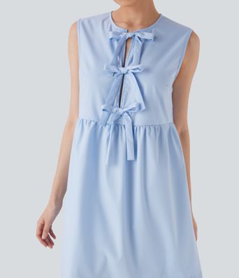 Sleeveless Tie Front Mini Casual Dress
