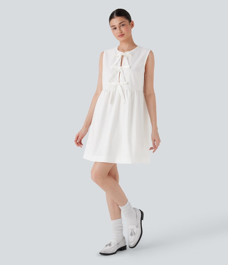 Sleeveless Tie Front Mini Casual Dress