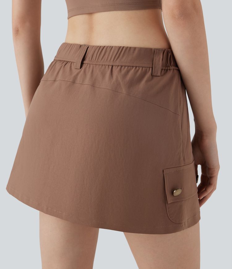 Water Repellent Mid Rise 2-in-1 Mini Hiking Skirt with Pockets