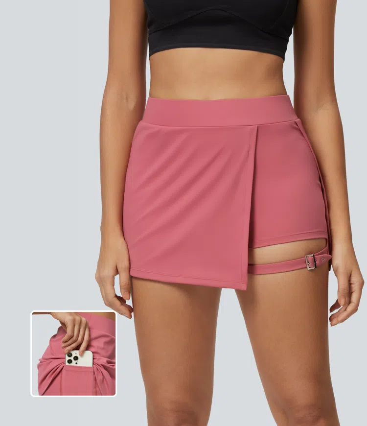 Softlyzero™ Plush High Waist 2-in-1 Side Pocket Adjustable Buckle Bodycon Mini Casual Skirt