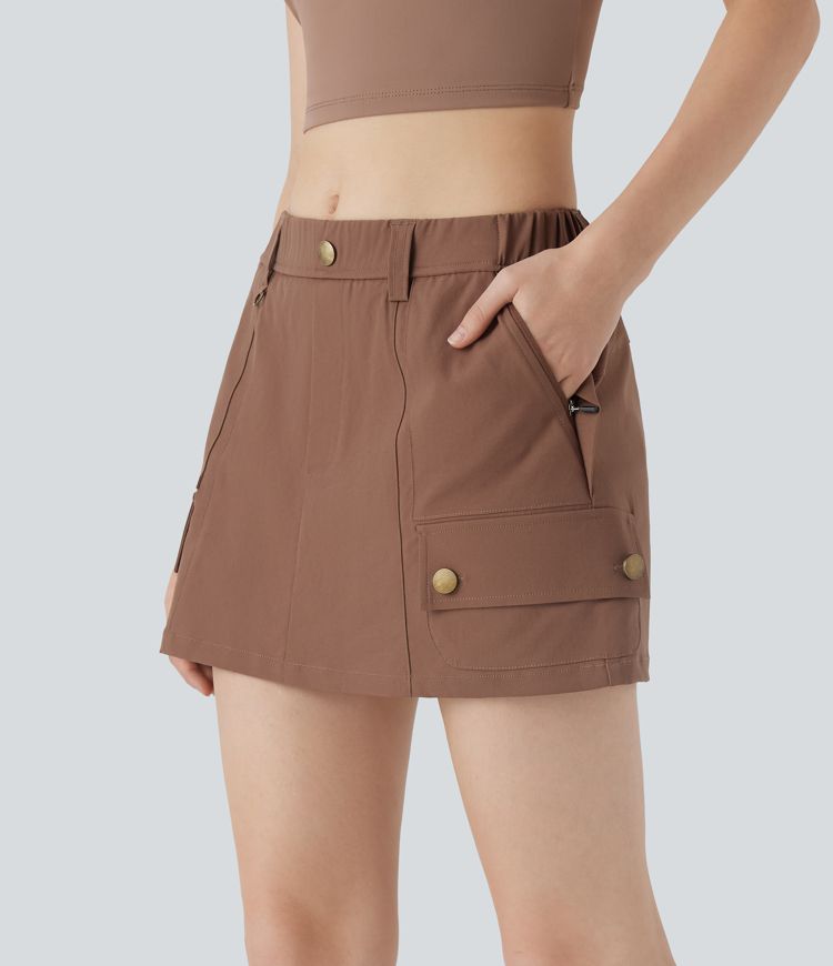 Water Repellent Mid Rise 2-in-1 Mini Hiking Skirt with Pockets