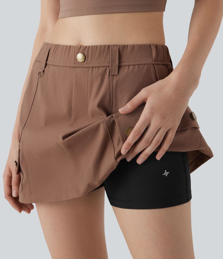 Water Repellent Mid Rise 2-in-1 Mini Hiking Skirt with Pockets