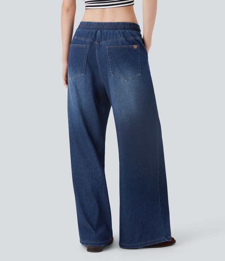 Jean ample en denim extensible à taille basse avec cordon Halara Flex™ avec multiples poches