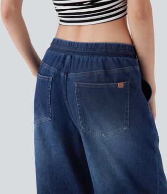 Jean ample en denim extensible à taille basse avec cordon Halara Flex™ avec multiples poches