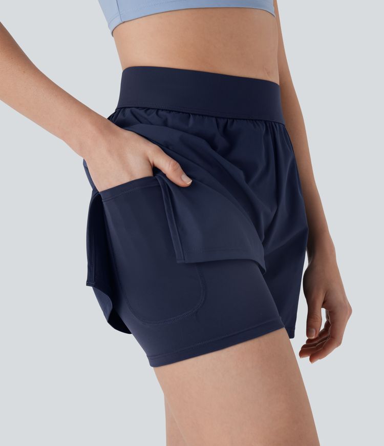 Mid Rise 2-in-1 Tennis Shorts with Pockets