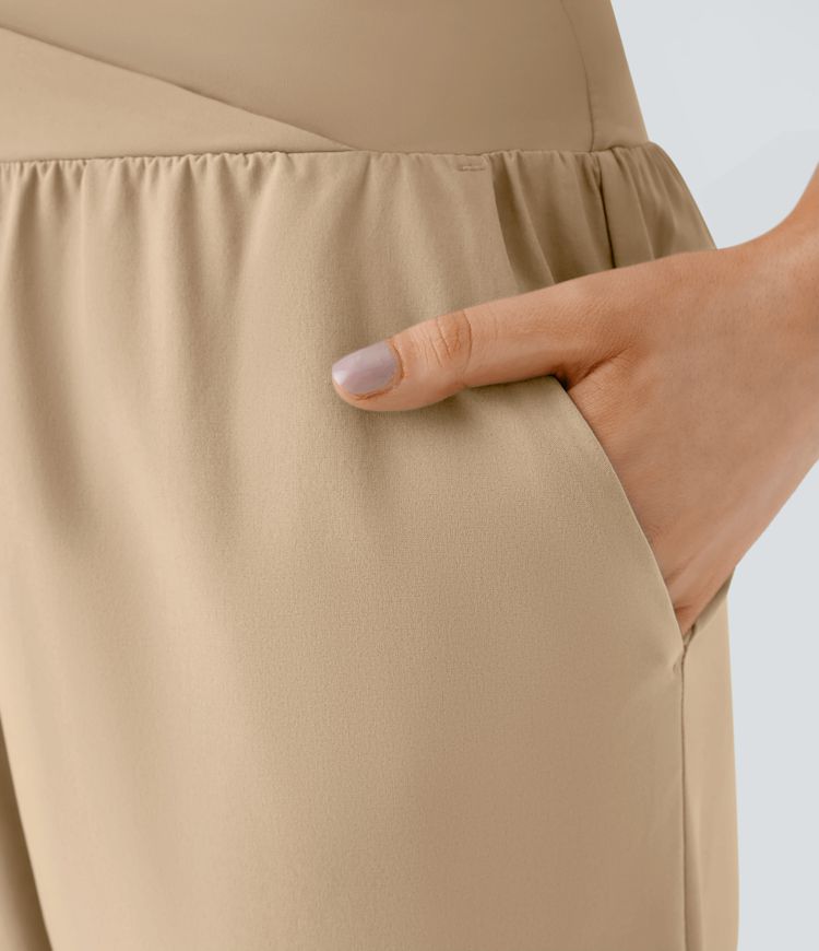 Breezeful™ High Waisted Crossover Quick Dry Resort Pants with Pockets
