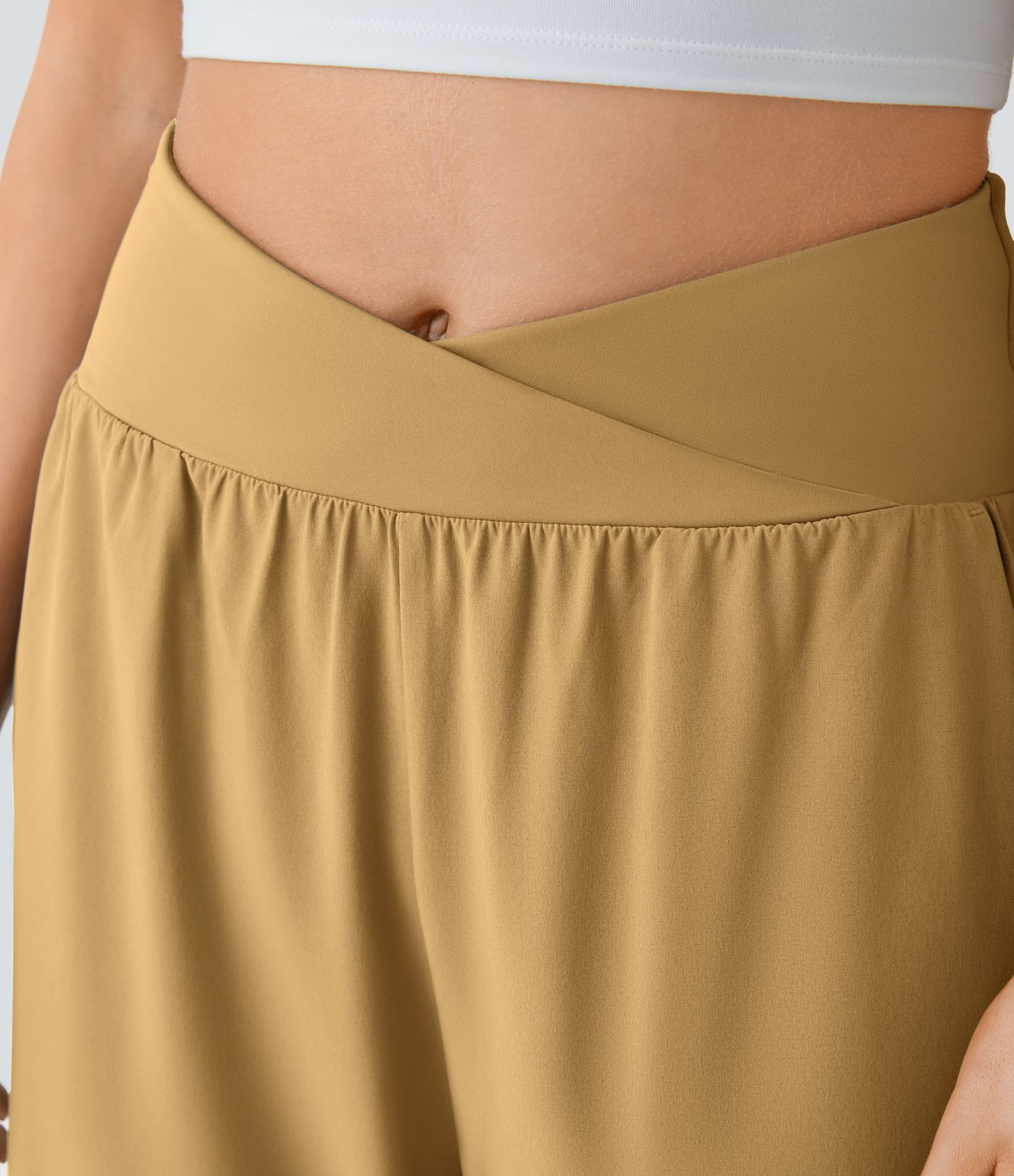 Breezeful™ Pantalon Fluide Vacances Séchage Rapide Taille Haute Croisée Poches Latérales Plissées Fente Breezeful™ Pantalon Fluide Vacances Séchage Rapide Taille Haute Croisée Poches Latérales Plissées Fente