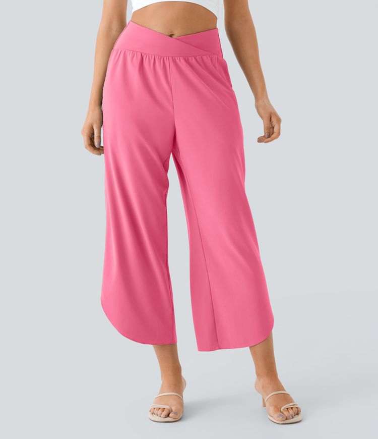 Breezeful™ High Waisted Crossover Quick Dry Resort Pants with Pockets