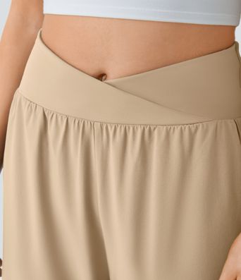 Breezeful™ High Waisted Crossover Quick Dry Resort Pants with Pockets