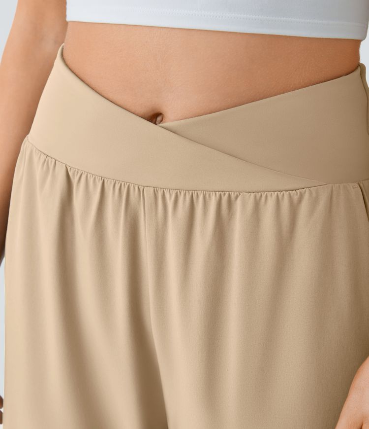 Breezeful™ High Waisted Crossover Quick Dry Resort Pants with Pockets