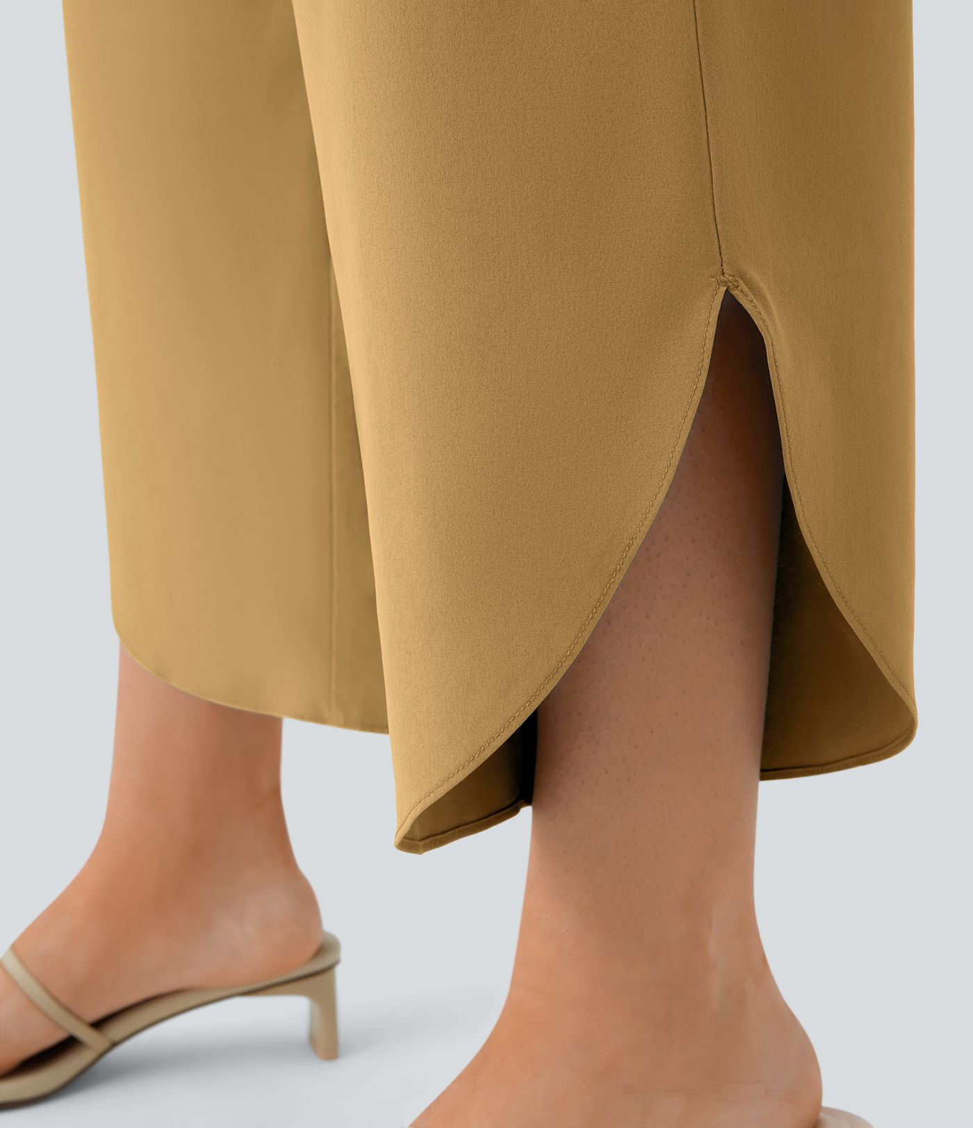 Breezeful™ Pantalon Fluide Vacances Séchage Rapide Taille Haute Croisée Poches Latérales Plissées Fente Breezeful™ Pantalon Fluide Vacances Séchage Rapide Taille Haute Croisée Poches Latérales Plissées Fente