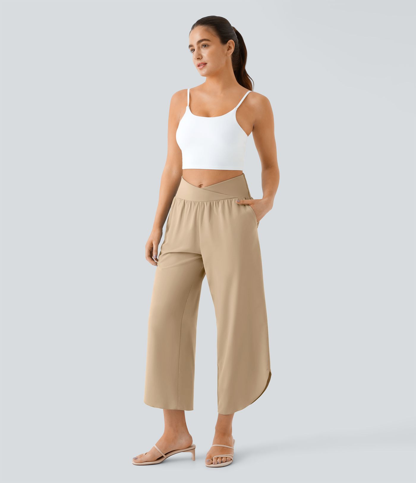 Breezeful™ High Waisted Crossover Quick Dry Resort Pants with Pockets