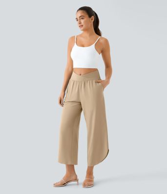 Breezeful™ High Waisted Crossover Quick Dry Resort Pants with Pockets
