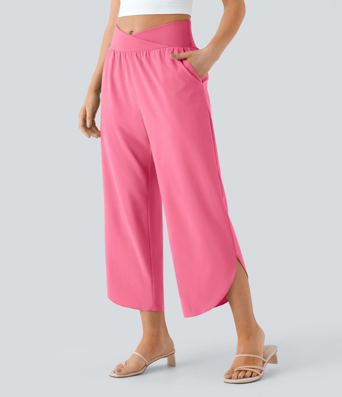 Breezeful™ High Waisted Crossover Quick Dry Resort Pants with Pockets