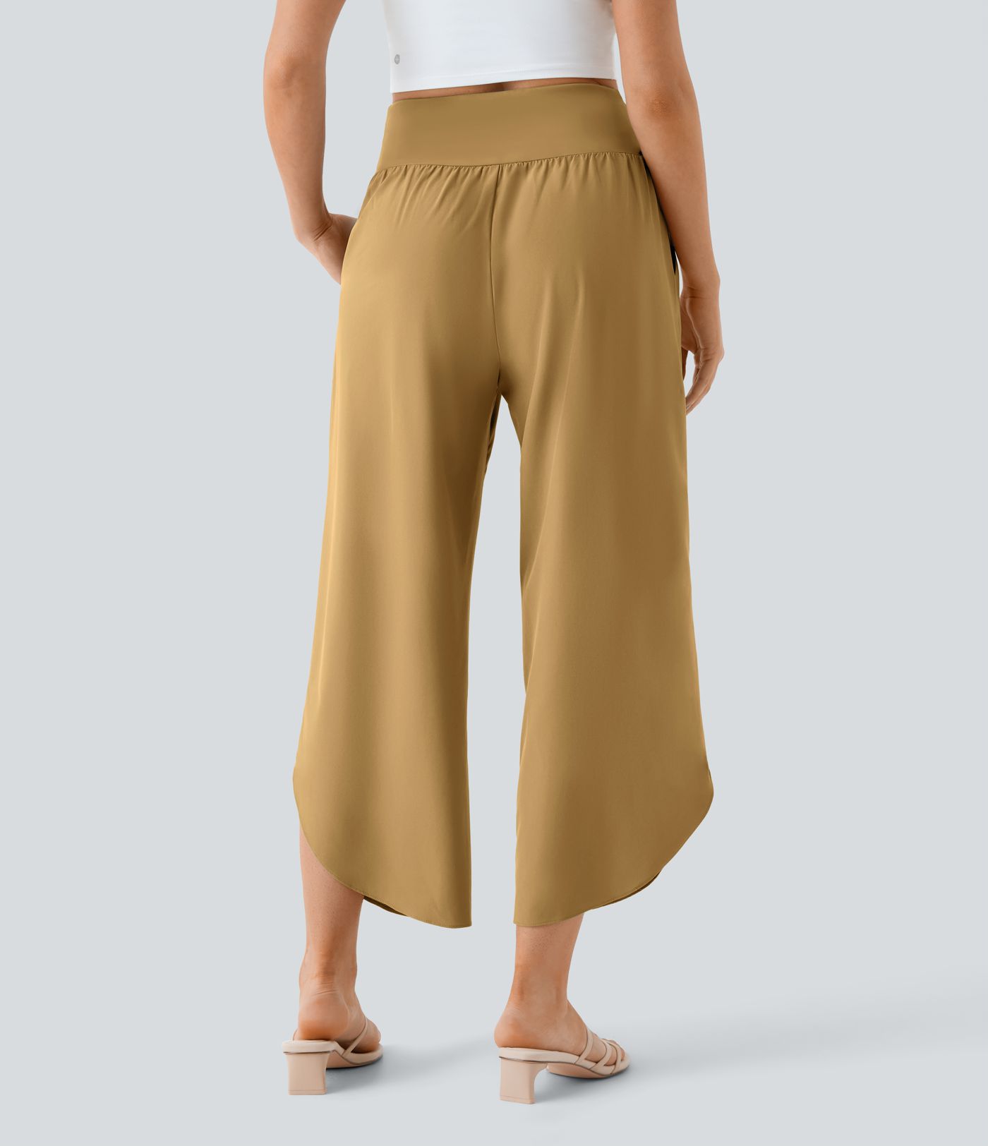 Breezeful™ Pantalon Fluide Vacances Séchage Rapide Taille Haute Croisée Poches Latérales Plissées Fente Breezeful™ Pantalon Fluide Vacances Séchage Rapide Taille Haute Croisée Poches Latérales Plissées Fente