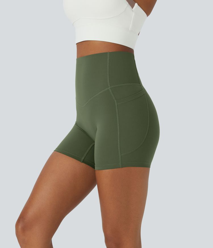 Halara UltraSculpt™ SoCinched High Waisted Tummy Control Side Pocket Shaping Training Biker Shorts 5''
