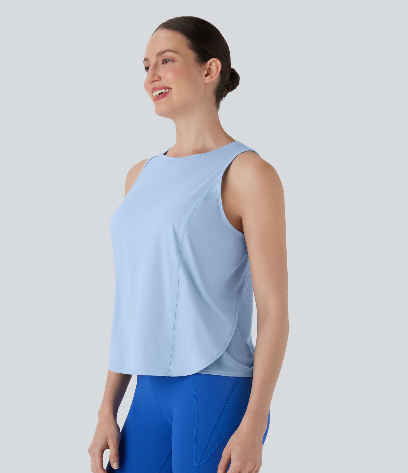 Crossover Contrast Mesh Yoga Sports Top