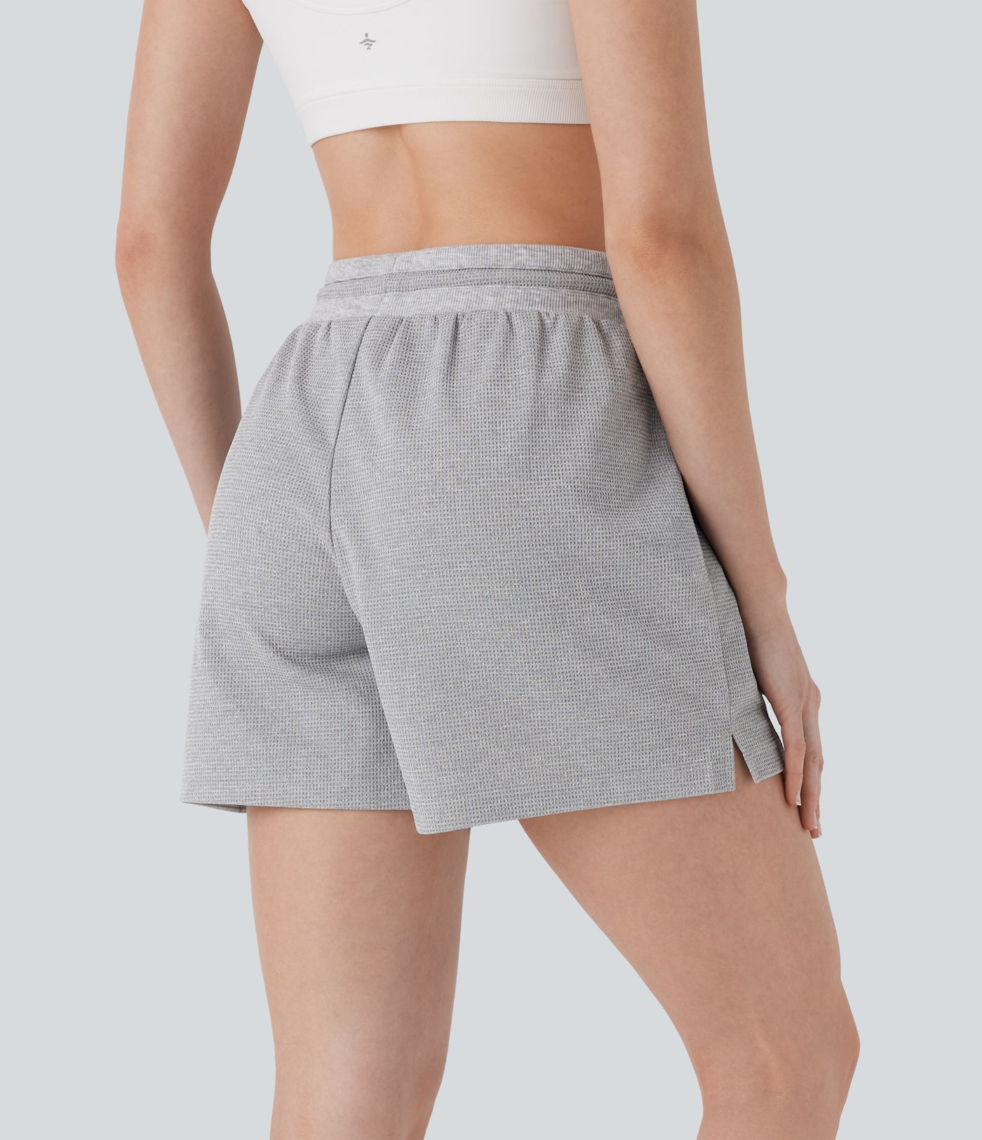 Shorts de yoga de tiro alto con cordón y bolsillos laterales