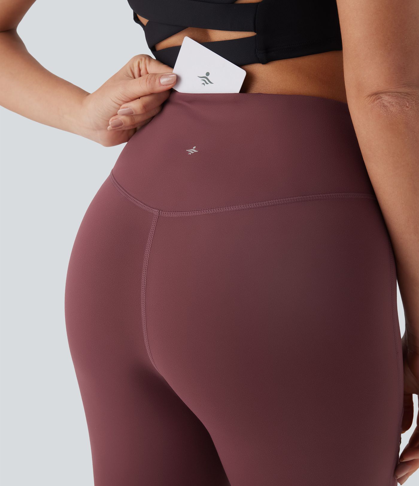 DayStretch High Waisted Crossover Contrast Mesh Studded Yoga Leggings with Pocket